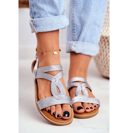 BUGO Dámské ploché stříbrné sandály Rachel šedá 2