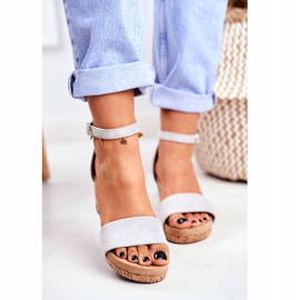 PS1 Dámské sandály na klínku šedé MarryMe šedá 2