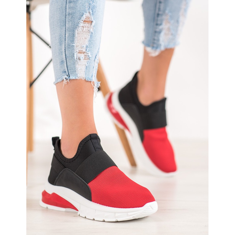 SHELOVET Sportovní nazouvací tenisky černá červené 2