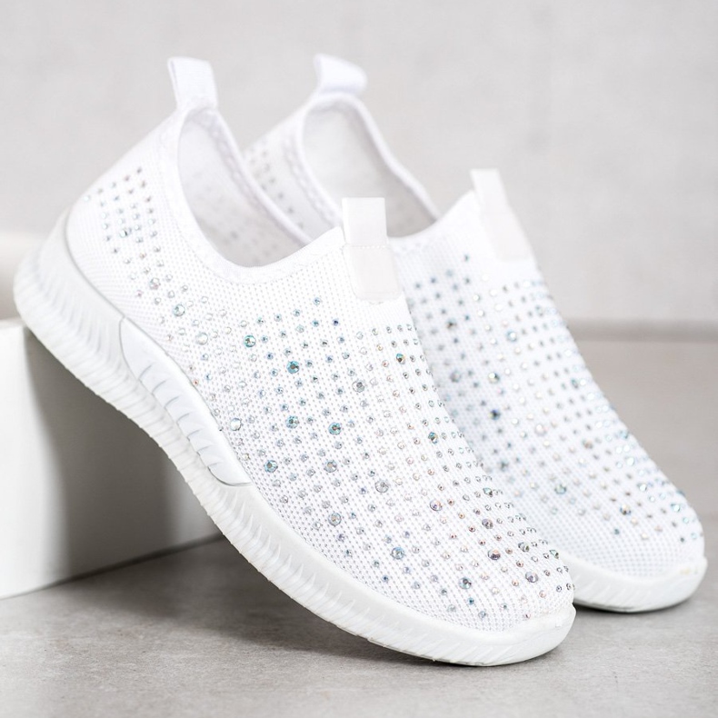 SHELOVET Bílé boty s krystaly bílý 1