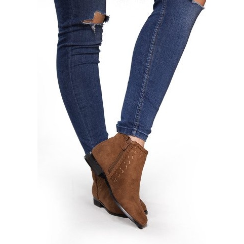 Suede Booties Chelsea boots 100-602 Camel hnědý 1