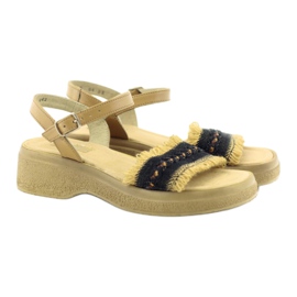 Eldam Dívčí sandály na platformě hnědý černý 4