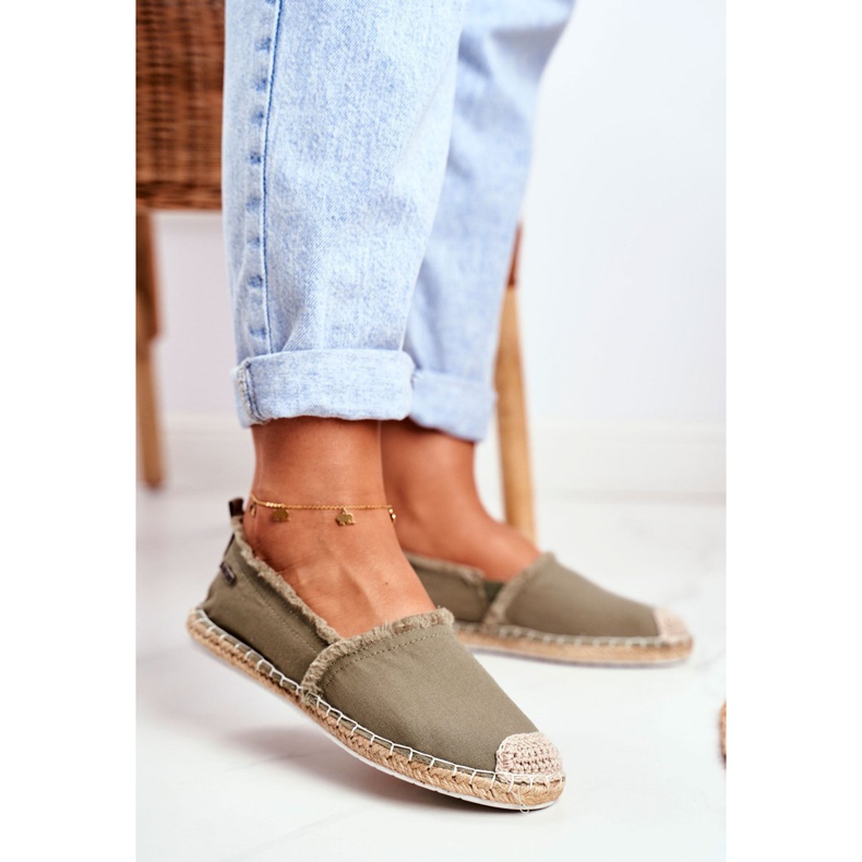 Dámské espadrilky pletená podrážka Khaki Big Star DD274760 zelená 1