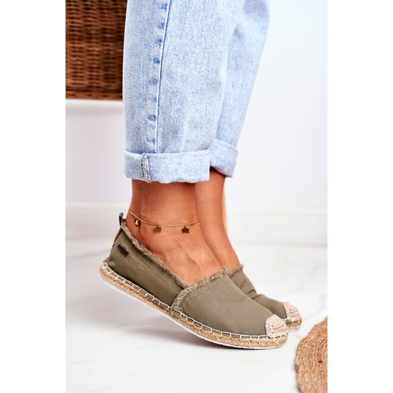 Dámské espadrilky pletená podrážka Khaki Big Star DD274760 zelený 2