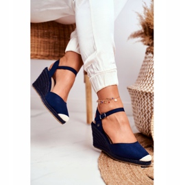 Dámské sandály na pleteném klínu Big Star Navy Blue DD274A172 námořnická modř 2