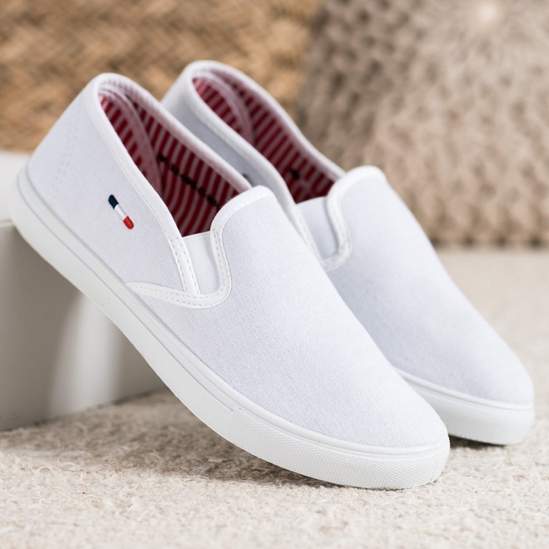 SHELOVET Bílé textilní tenisky bílý 1