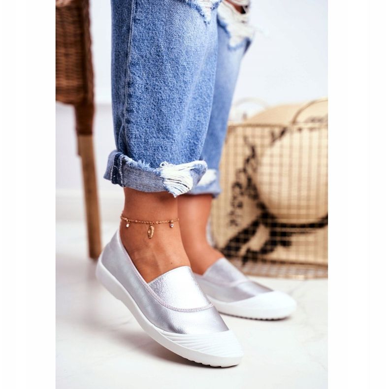 LU BOO Tenisky Nazouvací Nazouvací Tenisky Silver Justy šedá 1