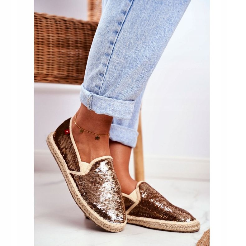 Dámské espadrilky Big Star Iridescent Flitry zlaté DD274A161 zlatý 1