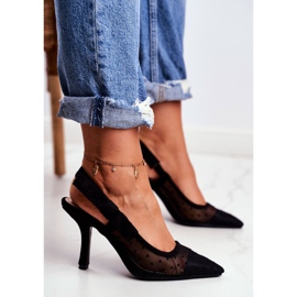 LU BOO Dámské vysoké podpatky ze síťoviny Lolita černá 1