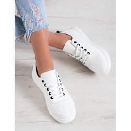 SHELOVET Prolamované tenisky s eko kůží bílý 1