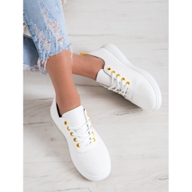 SHELOVET Prolamované tenisky s eko kůží bílý 2