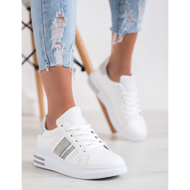 SHELOVET Tenisky se semišovými vložkami bílý 1