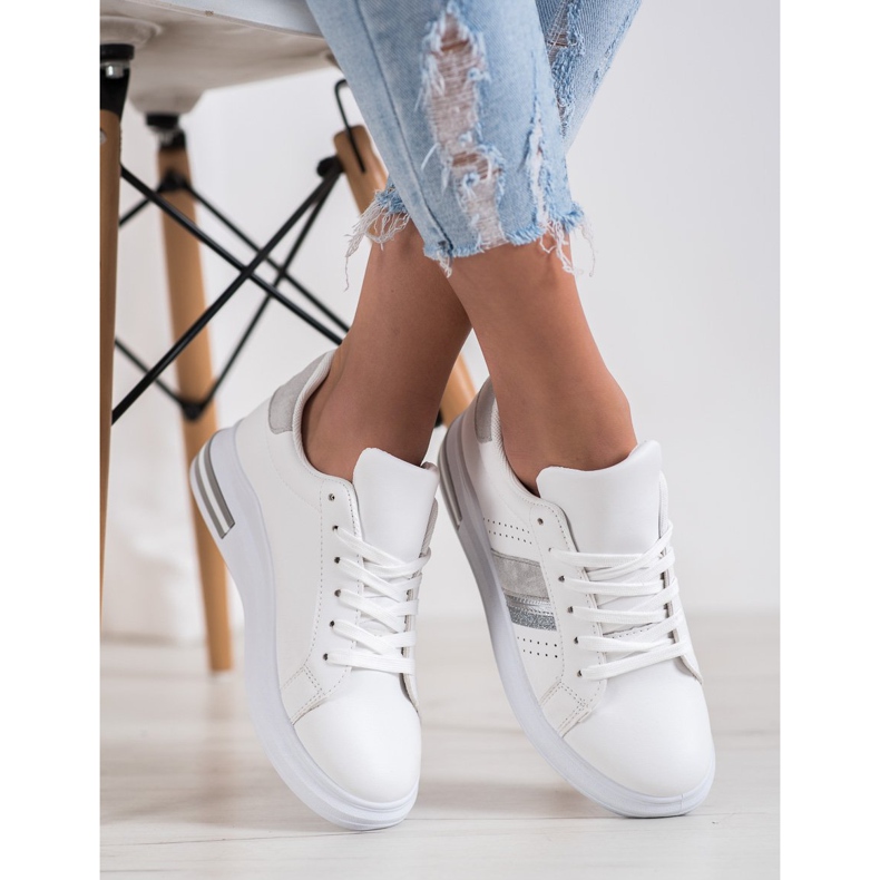 SHELOVET Tenisky se semišovými vložkami bílý 2