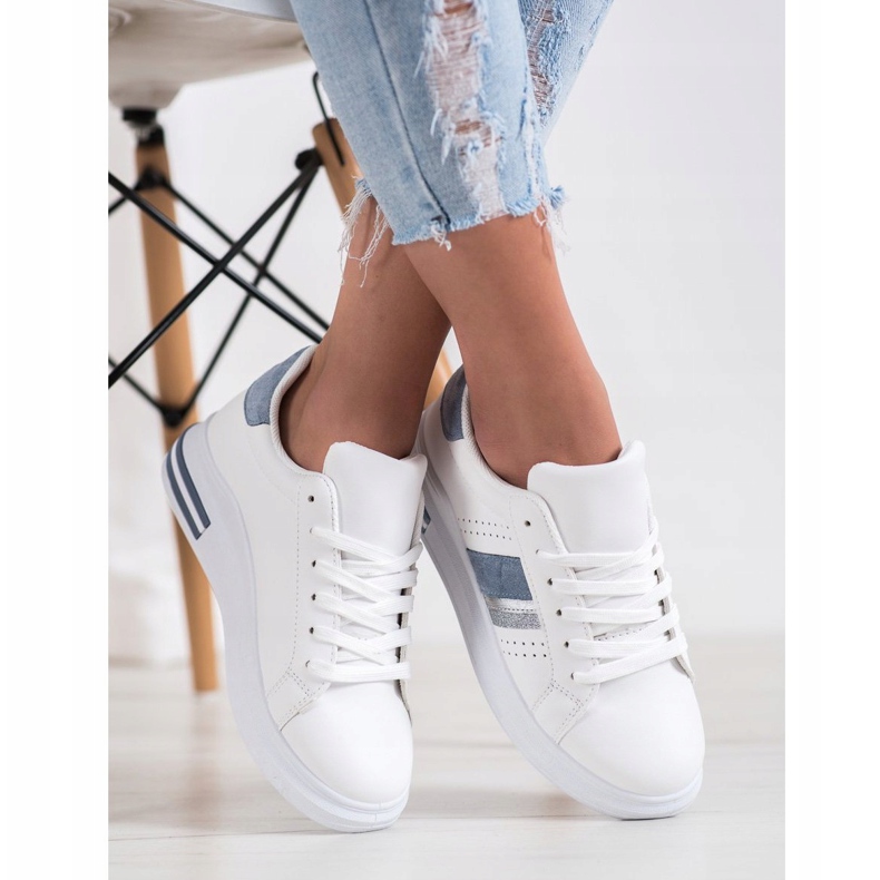 SHELOVET Tenisky se semišovými vložkami bílý 2