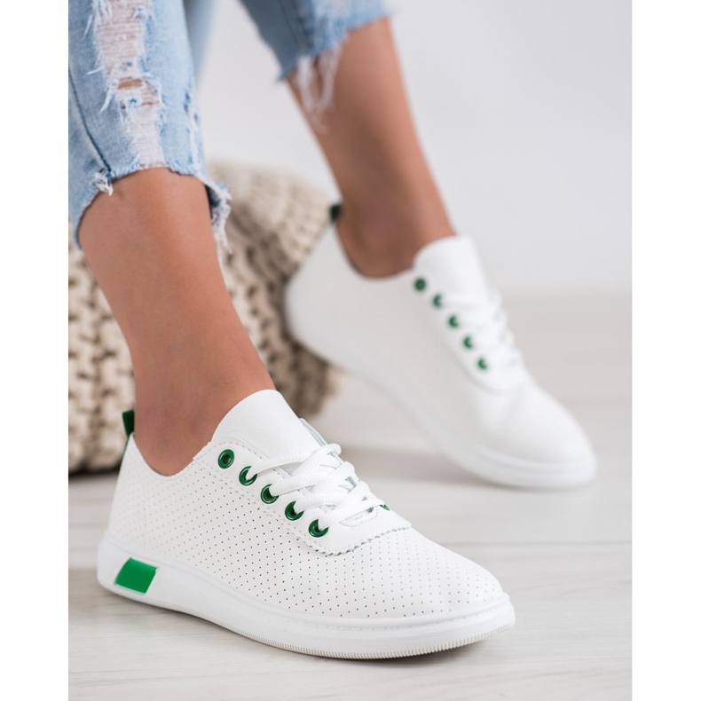 SHELOVET Prolamované tenisky s eko kůží bílý 2