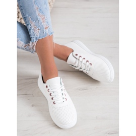 SHELOVET Prolamované tenisky s eko kůží bílý 1