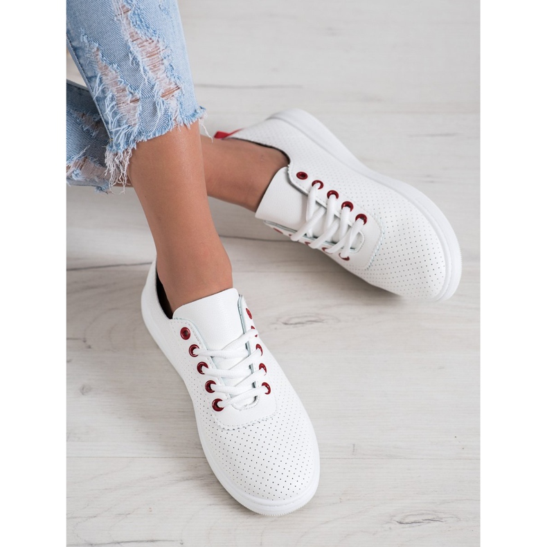 SHELOVET Prolamované tenisky s eko kůží bílý 1