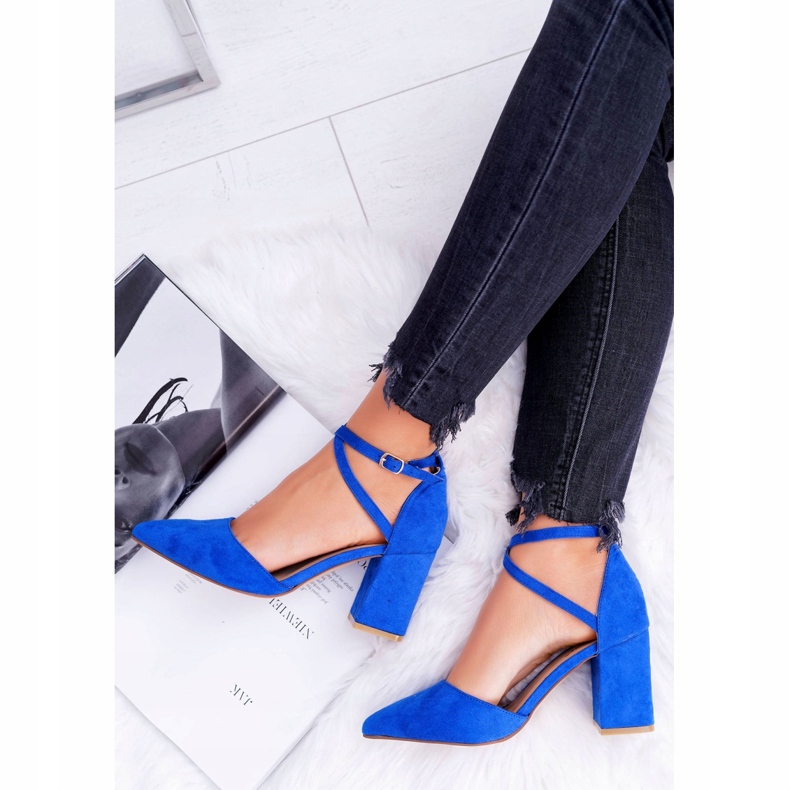 SEA Dámské lodičky na podpatku v provozu Spitz Chrpa modrý 4