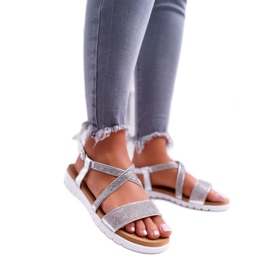 Dámské sandály Lu Boo s kubickým zirkonem 406-5 Silver Stella šedá 1