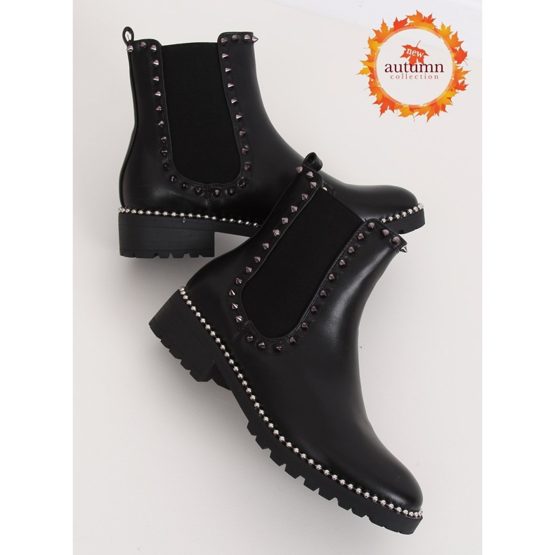 Černé Chelsea boty s cvočky černé NC826 Black černý 1