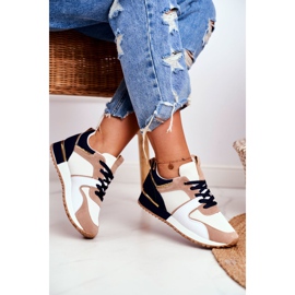 EVE Dámské sportovní boty béžové zlaté prvky Clementine bílý hnědý zlatý 2