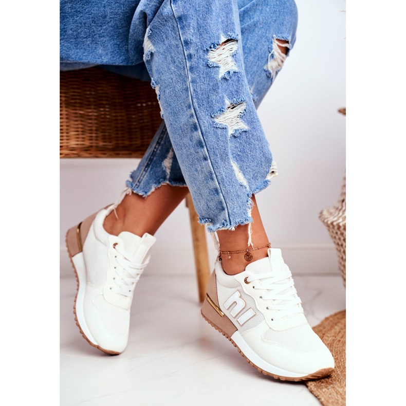 EVE Dámské sportovní boty béžové zlaté prvky Maddie béžový 2