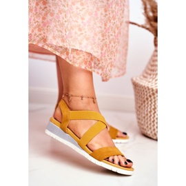 PS1 Dámské sandály na klínku žluté nazouváky Harper žlutá 2