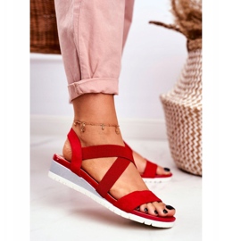 PS1 Dámské sandály na klínku červené nazouvací Harper 1 PS1 Dámské sandály na klínku červené nazouvací Harper 1