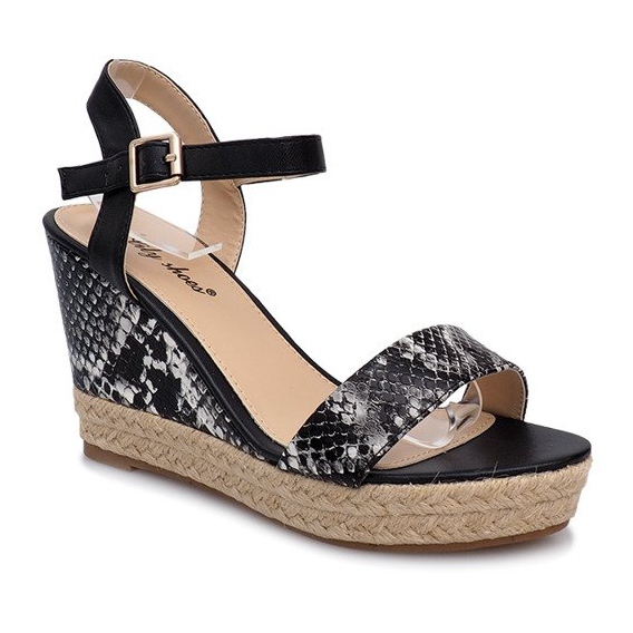 Černé klínové sandály espadrilky 181 černý 2