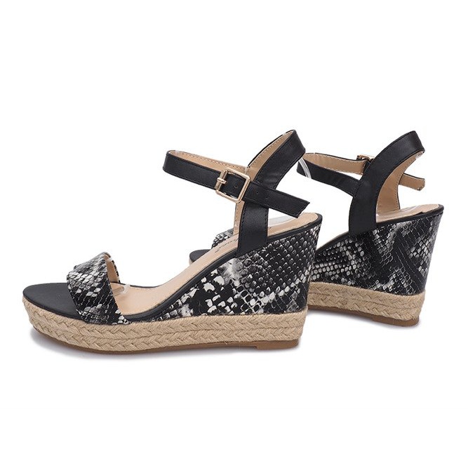 Černé klínové sandály espadrilky 181 černý 1
