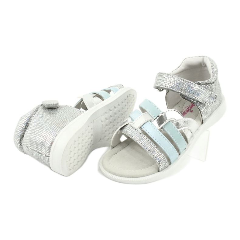 American Club Dívčí sandály s koženou vložkou GC26 stříbrný 3