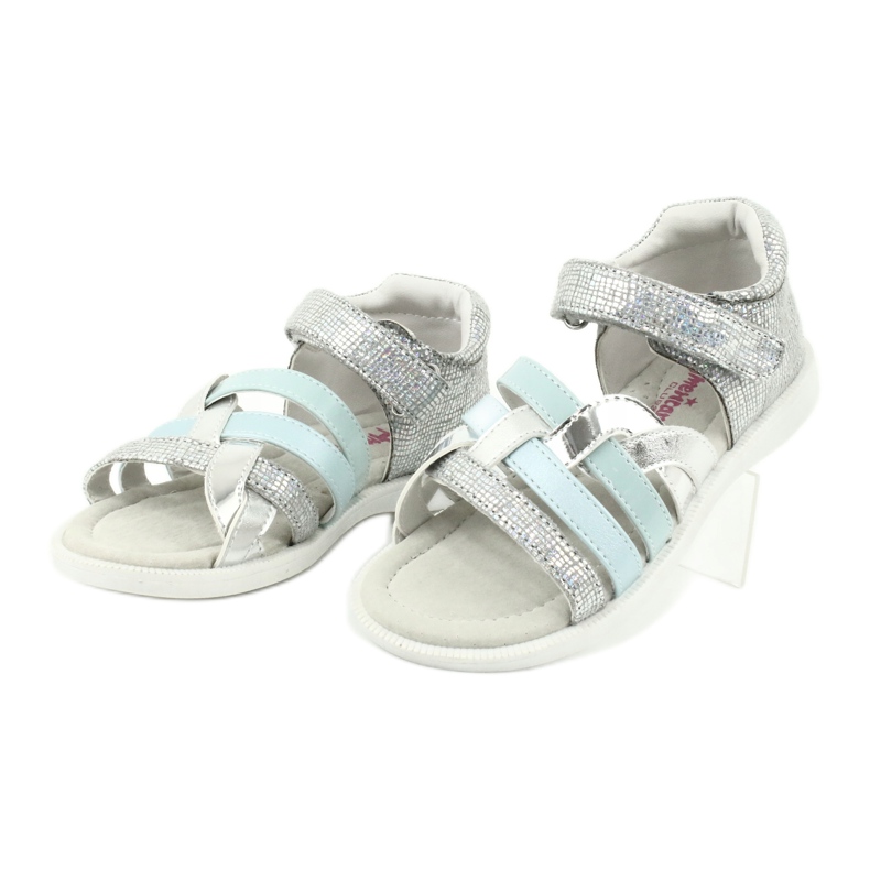 American Club Dívčí sandály s koženou vložkou GC26 stříbrný 2