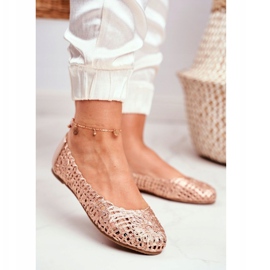 Dámské balerínky Lu Boo Rose Gold prolamované pletené nošení růžový 1