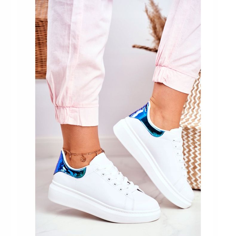 Dámské sportovní boty Lu Boo bílé kovové Matilda bílý námořnická modrá 2