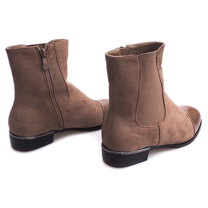 Khaki semišové boty XF220 se zipem zelený 2