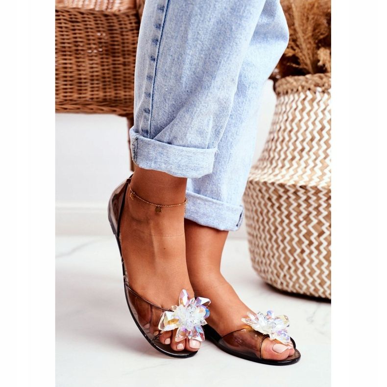 Gumové balerínky Black Meliski Crystals Clare černá 1