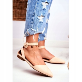 PS1 Dámské béžové balerínky na opasku s Allison Spitz béžový 1 PS1 Dámské béžové balerínky na opasku s Allison Spitz béžový 1