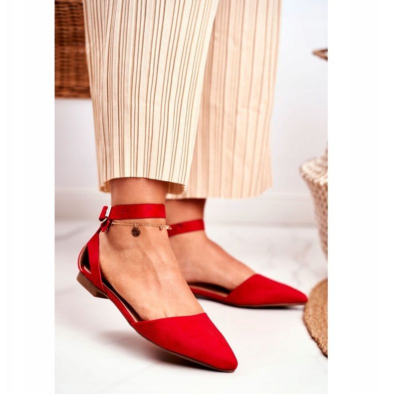 PS1 Dámské červené ploché balerínky s páskem s Allison Spitz 1