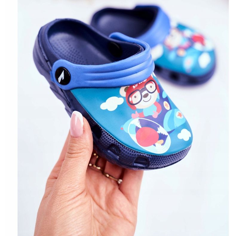 Dětské pantofle Pěnové Crocs Navy Blue Teddy Bear Pilot SuperFly námořnická modř modrý 2