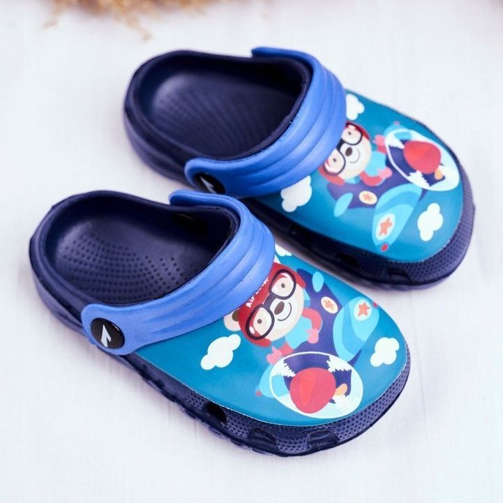 Dětské pantofle Pěnové Crocs Navy Blue Teddy Bear Pilot SuperFly námořnická modř modrý 1