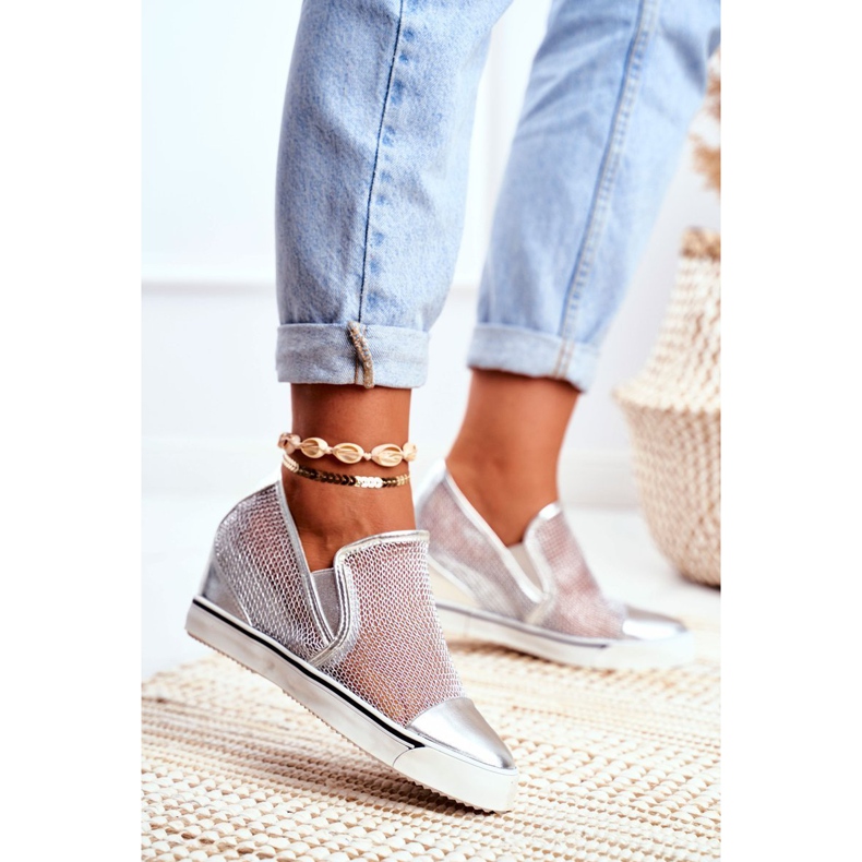 Dámské tenisky Lu Boo se stříbrnou síťovinou Morgono šedá 1