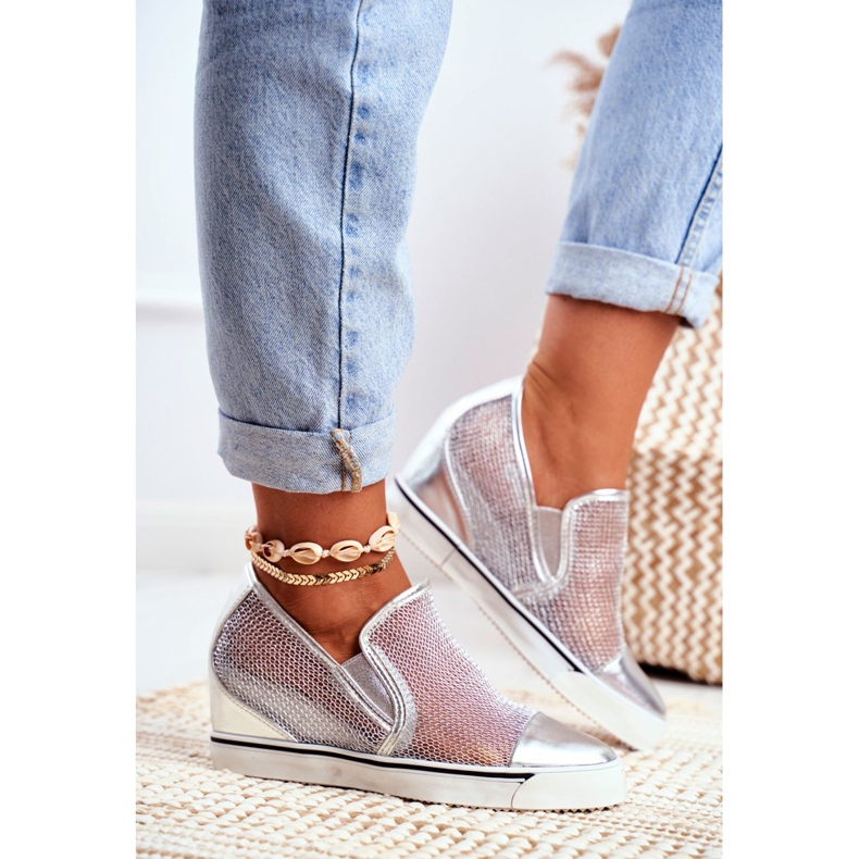 Dámské tenisky Lu Boo se stříbrnou síťovinou Morgono šedá 2