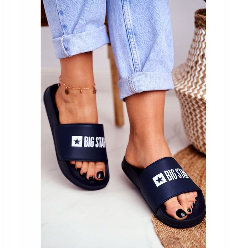 Dámské pantofle Big Star Classic Navy Blue GG274043 námořnická modř 2