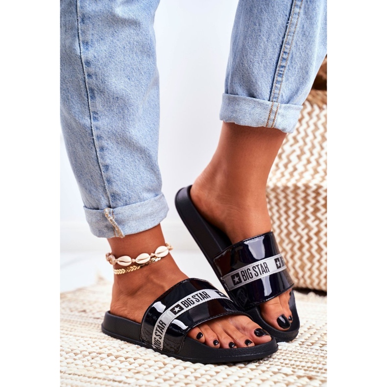 Dámské pantofle Big Star lakované černé GG274007 černá 1