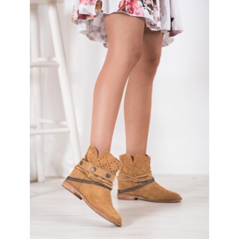 Bella Paris Boty s ozdobnými pruhy hnědý 1