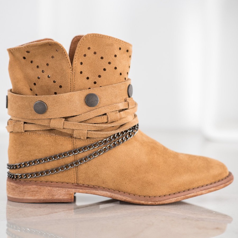 Bella Paris Boty s ozdobnými pruhy hnědý 2