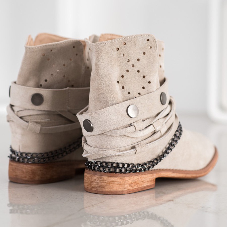 Bella Paris Boty s ozdobnými pruhy béžový 1