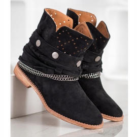 Bella Paris Boty s ozdobnými pruhy černý 2