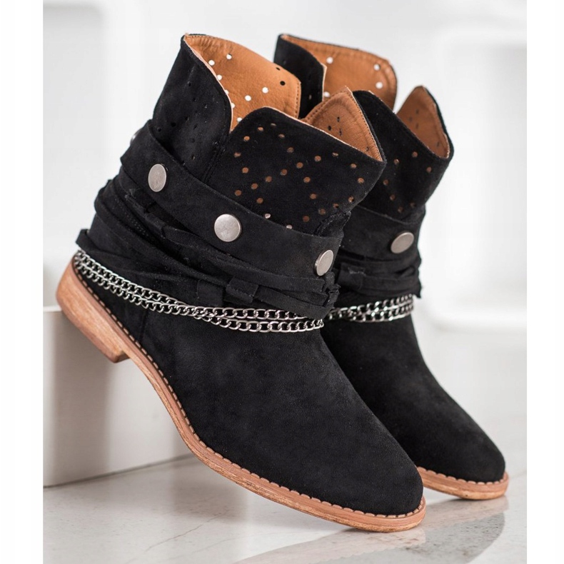 Bella Paris Boty s ozdobnými pruhy černý 2