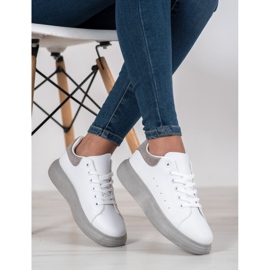 SHELOVET Tenisky Na Šedé Platformě bílý šedá 1